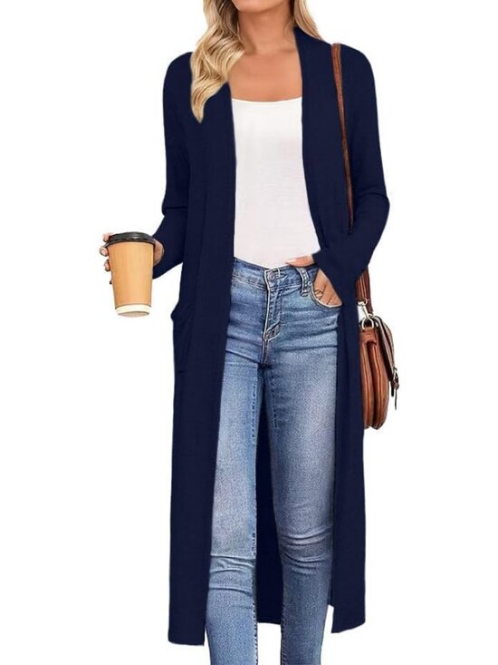 Jackets & Blazers - Lightweight Long Sleeve Maxi Cardigan Duster with Pockets - Casual Chic Style